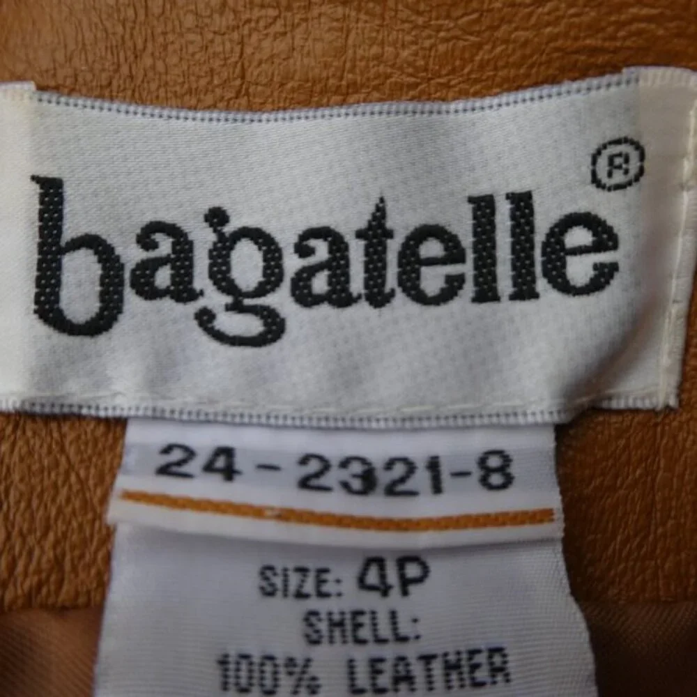 Vintage Cognac Leather Blazer Jacket Bagatelle 70s Style Flapped Pockets Lined 4